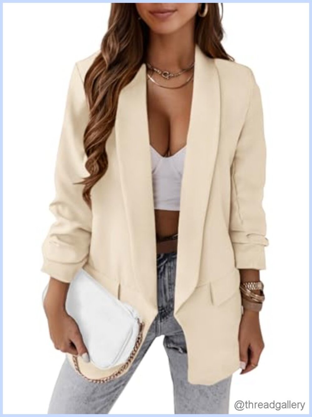 Oversized Blazer Women Business Casual Shawl Collar Lightweight